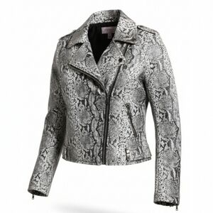 Philosophy Faux Leather Snakeskin Moto Jacket Cropped Edgy Layers Womens Medium